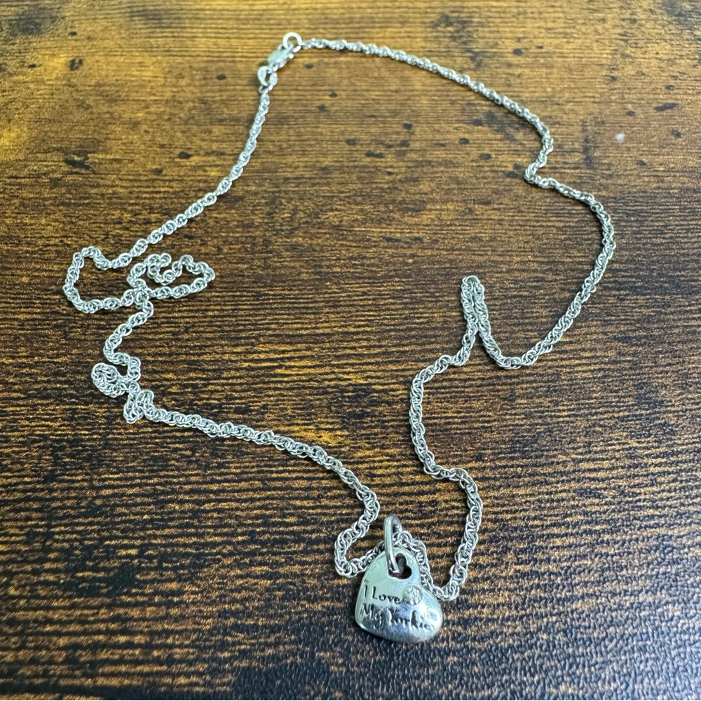 Bradford Exchange Necklace I Love My Yorkie Heart Diamond Accent Silver Plated